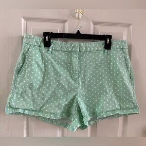 Elle flat front mint green/white polka dot shorts size 14